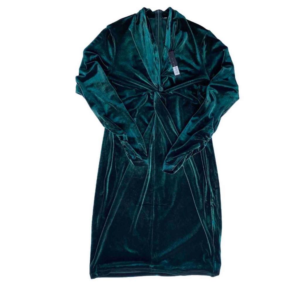 NWT Elie Tahari Cynthia Twist Front Velvet Dress size Large
